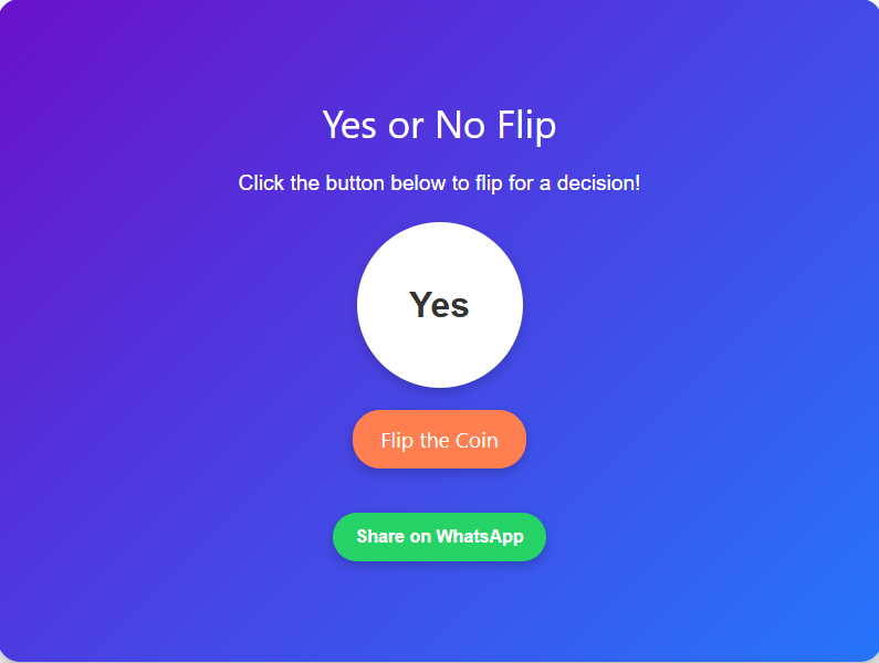 Yes or No Coin Flip FlipACoin.io
